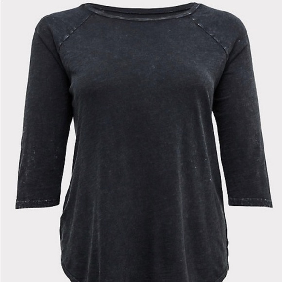 Torrid classic mineral wash black crew top NWOT - Picture 2 of 6